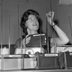 1962: A woman inspects the aerials of Floret transistor radios at the Radio Show at Earl’s Court, London.